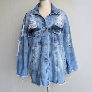 Thirty 6 Point 5 Distressed Oversized Grunge Denim Jacket